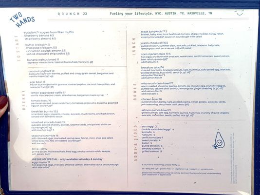 Menu photo 4 Two Hands New York, NY Menu photo 4 Two Hands New York, NY