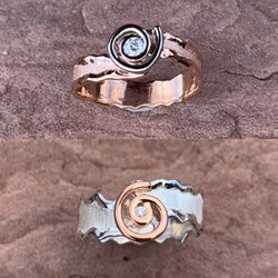 In Spire Studio - Gold and Silver Diamond Spiral of Life Rings made at our Studio.