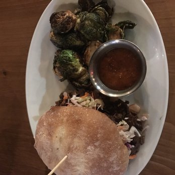 Parkside Restaurant - Jackfruit sandwich with heavenly fried Brussels sprouts on the side - American Near Me - Raleigh, North Carolina Parkside Restaurant - Jackfruit sandwich with heavenly fried Brussels sprouts on the side - American Near Me - Raleigh, North Carolina