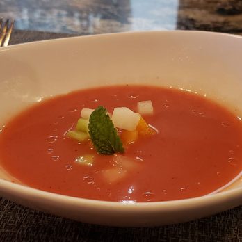 Fourk Kitchen - Lincoln - August 2019 course no. 1 chilled watermelon soup with mint & smoked chipotle - American Near Me - Lincoln, California Fourk Kitchen - Lincoln - August 2019 course no. 1 chilled watermelon soup with mint & smoked chipotle - American Near Me - Lincoln, California