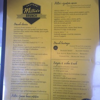 Millie's Diner - Brunch menu. - New American Near Me - Richmond, Virginia