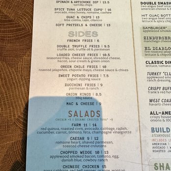 Zinburger - Menu - New American Near Me - Scottsdale, Arizona