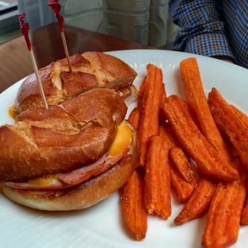 Treeo South Ogden - The Pretzel Ham & Cheese Sandwich with Sweet Potato Fries. - Retirement Homes Near Me - South Ogden, Utah