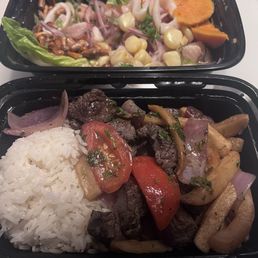 Lomo Saltado and Ceviche de Pescado