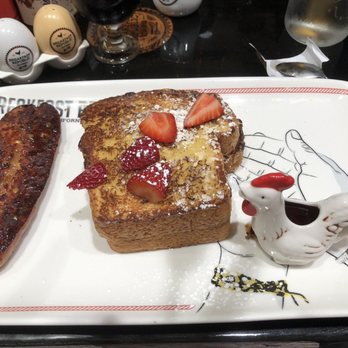 Breakfast Republic - Strawberry marscapone French toast with side of jalapeño cheddar sausage - Breakfast & Brunch Near Me - Irvine, California Breakfast Republic - Strawberry marscapone French toast with side of jalapeño cheddar sausage - Breakfast & Brunch Near Me - Irvine, California