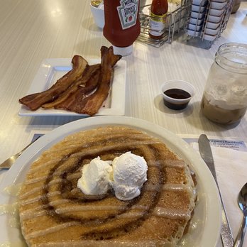 Not Another Pancake House - The Cinnaswirl pancakes are insane and the ice coffee - Breakfast & Brunch Near Me - Williamsburg, Virginia Not Another Pancake House - The Cinnaswirl pancakes are insane and the ice coffee - Breakfast & Brunch Near Me - Williamsburg, Virginia