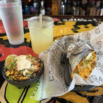 Condado Tacos - Mexican Street Corn - Half and Lucy's FireTaco! House Margarita - Tacos Near Me - Troy, Michigan