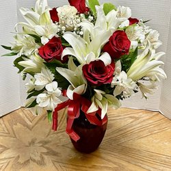 Elegance In Red And White Bouquet