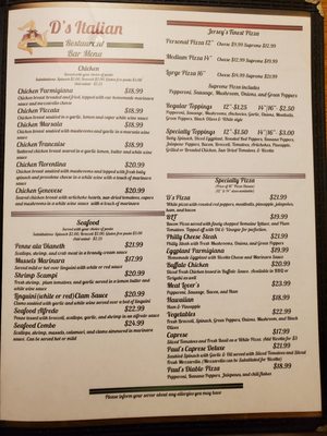 Menu photo 5 D's Italian Restaurant Bolivia, NC Menu photo 5 D's Italian Restaurant Bolivia, NC
