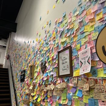 Ming’s Bubble Tea - a wall covered with post it notes - Bubble Tea Near Me - Hudson, Ohio