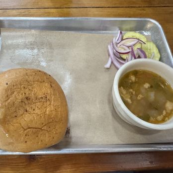 Ringo's BBQ and Burgers - Chopped Brisket Sandwich w/ charro beans and a drink. 9.99usd (I think) - Barbeque Near Me - Laredo, Texas Ringo's BBQ and Burgers - Chopped Brisket Sandwich w/ charro beans and a drink. 9.99usd (I think) - Barbeque Near Me - Laredo, Texas