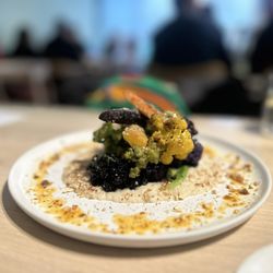 Tomat - Ajo blanco with roasted winter vegetables
