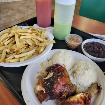 Pollo A La Brasa - Quarter chicken and fries, black beans, rice. Great. - Latin American Near Me - Los Angeles, California Pollo A La Brasa - Quarter chicken and fries, black beans, rice. Great. - Latin American Near Me - Los Angeles, California