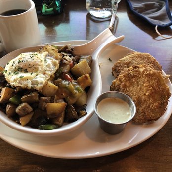 Eggstravaganza Cafe - Bacon skillet with fried green tomatoes - Breakfast & Brunch Near Me - Antioch, Tennessee Eggstravaganza Cafe - Bacon skillet with fried green tomatoes - Breakfast & Brunch Near Me - Antioch, Tennessee