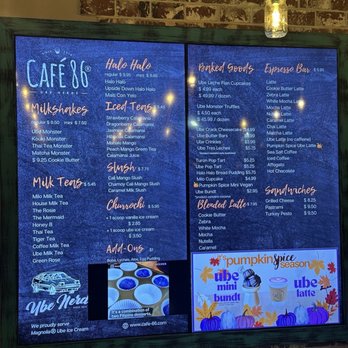 Cafe 86 - Menu - Desserts Near Me - Carson, California