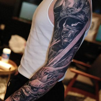 Recycle Tattoo - Asian style samurai and dragon full sleeve - Tattoo Near Me - Garden Grove, California Recycle Tattoo - Asian style samurai and dragon full sleeve - Tattoo Near Me - Garden Grove, California