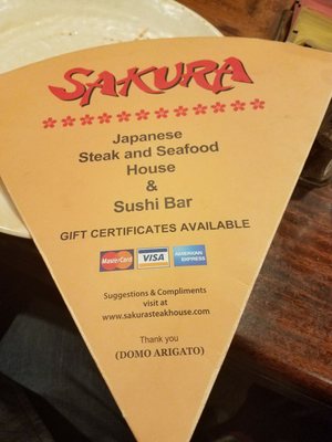 Menu photo 1 Sakura Japanese Steak House Bowie, MD Menu photo 1 Sakura Japanese Steak House Bowie, MD