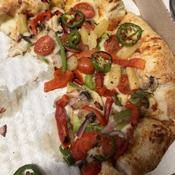 Pie Five Pizza - The veggie pizza.., barely cooked veggies on soggy dough.
