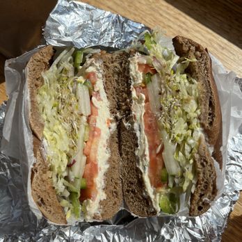 County Farm Bagels - Veggie Delight on pumpernickel. - Sandwiches Near Me - Wheaton, Illinois