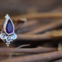 Red at Night Tattoos and Piercings - Genuine amethyst and solid gold with genuine Swarovski accents!