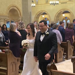 Me with my bouquet and husband with his boutonnière from Rose & Berry