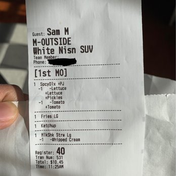 Chick-fil-A - ows a person holding a receipt - Fast Food Near Me - Bear, Delaware Chick-fil-A - ows a person holding a receipt - Fast Food Near Me - Bear, Delaware