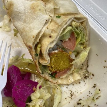 Golden Pockets - 6. Falafel Wrap - half eaten, oops! - Halal Near Me - Worcester, Massachusetts