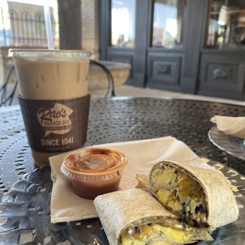 Rao's Bakery - Black Bean grilled Chicken Wrap and a Vanilla Latte - Bakeries Near Me - Spring, Texas