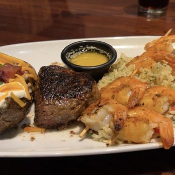 LongHorn Steakhouse - Renegade 6 oz Sirloin and Red Rock Grilled Shrimp with loaded baked potato. - Steakhouses Near Me - Fort Wayne, Indiana LongHorn Steakhouse - Renegade 6 oz Sirloin and Red Rock Grilled Shrimp with loaded baked potato. - Steakhouses Near Me - Fort Wayne, Indiana