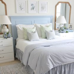 Red Chair Home Interiors - Cary, NC primary bedroom with Hamptons color scheme