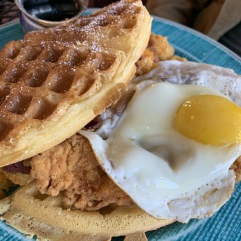 The Bridge Cafe - Chicken N' Waffle Breakfast Sandwich - Breakfast & Brunch Near Me - Delray Beach, Florida