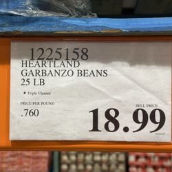 Costco - Phoenix - Garbanzo beans dried 25 pounds November 2025