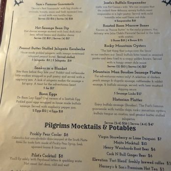 The Fort Restaurant - Apps and mocktails Note there's a separate mains and cocktail menu - Steakhouses Near Me - Morrison, Colorado The Fort Restaurant - Apps and mocktails Note there's a separate mains and cocktail menu - Steakhouses Near Me - Morrison, Colorado