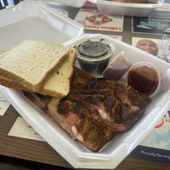 George's Happy Hog Barbeque - 2/21/24   3 rib lunch plate with marvelous greens - Barbeque Near Me - Oklahoma City, Oklahoma