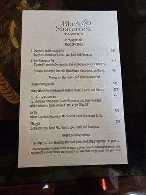 Menu photo 5 Black Shamrock Tavern Honolulu, HI
