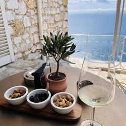 La Chèvre d'Or - Ordered a bottle of wine with complimentary nuts