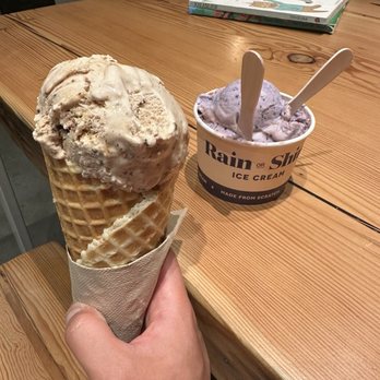 Rain or Shine Ice Cream - Milk chocolate malt honeycomb and blueberry balsamic - Desserts Near Me - Vancouver, British Columbia