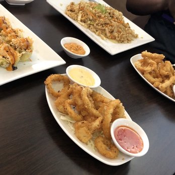 Asahi Sushi - Miami Roll, Beef Fried Rice, and Fried Calamari - Sushi Bars Near Me - Houston, Texas