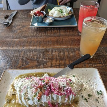 First Watch - Top: Farmhouse skillet with over-easy eggs, morning meditation Bottom: Carnitas breakfast burrito, iced chai cider - Breakfast & Brunch Near Me - Tucson, Arizona First Watch - Top: Farmhouse skillet with over-easy eggs, morning meditation Bottom: Carnitas breakfast burrito, iced chai cider - Breakfast & Brunch Near Me - Tucson, Arizona