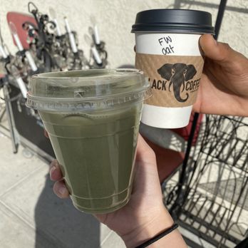 Black Elephant Coffee - Burbank - Ice Matcha Latte (Organic) and Flat White - Coffee & Tea Near Me - Burbank, California