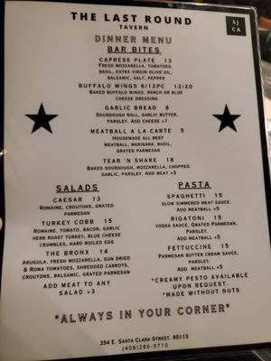 Menu photo 8 The Last Round Tavern San Jose, CA