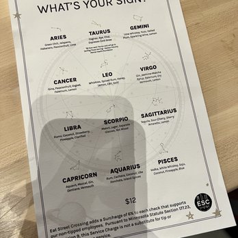Eat Street Crossing - Star sign menu - Food Court Near Me - Minneapolis, Minnesota