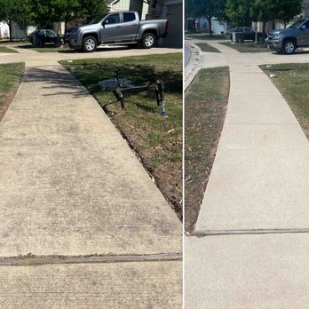 Mojo Pressure Washing & Home Services - A perfect before, and after walkway picture - Pressure Washers Near Me - Austin, Texas