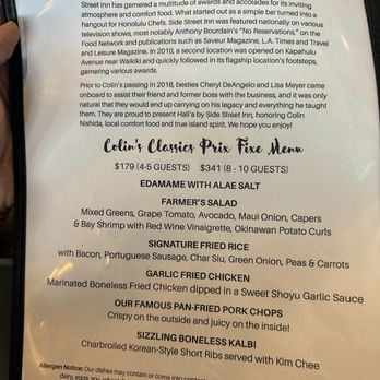Hali'a by Side Street Inn - Colin's Classics Prix Fixe Menu - Seafood Near Me - Ewa Beach, Hawaii Hali'a by Side Street Inn - Colin's Classics Prix Fixe Menu - Seafood Near Me - Ewa Beach, Hawaii