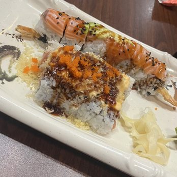 Ku Sushi and Izakaya - Sounders Roll (bottom), SOS Roll (top) - Sushi Bars Near Me - Seattle, Washington Ku Sushi and Izakaya - Sounders Roll (bottom), SOS Roll (top) - Sushi Bars Near Me - Seattle, Washington