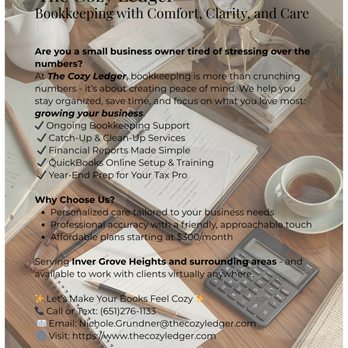 The Cozy Ledger - Bookkeepers Near Me - Inver Grove Heights, Minnesota The Cozy Ledger - Bookkeepers Near Me - Inver Grove Heights, Minnesota