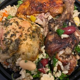 chicken, rice, beans and vegetables chicken, rice, beans and vegetables