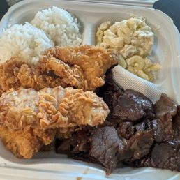 Two combo plate - fried chicken & teriyaki beef
