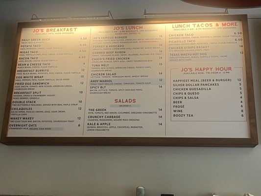 Menu photo 1 Jo's Coffee Downtown Austin, TX