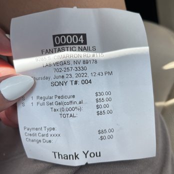 Fantastic Nails - Pedicure and full set with gel price  Tipped cash. - Nail Salons Near Me - Las Vegas, Nevada